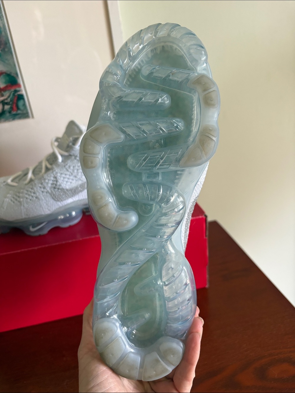 Nike White Flyknit VaporMax with Clear Bubble Sole - Picture 2 of 6